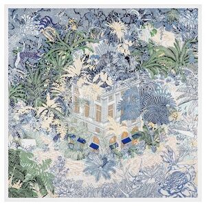 Luxury Designer-style Tropical Garden Silk Scarf 130cm
